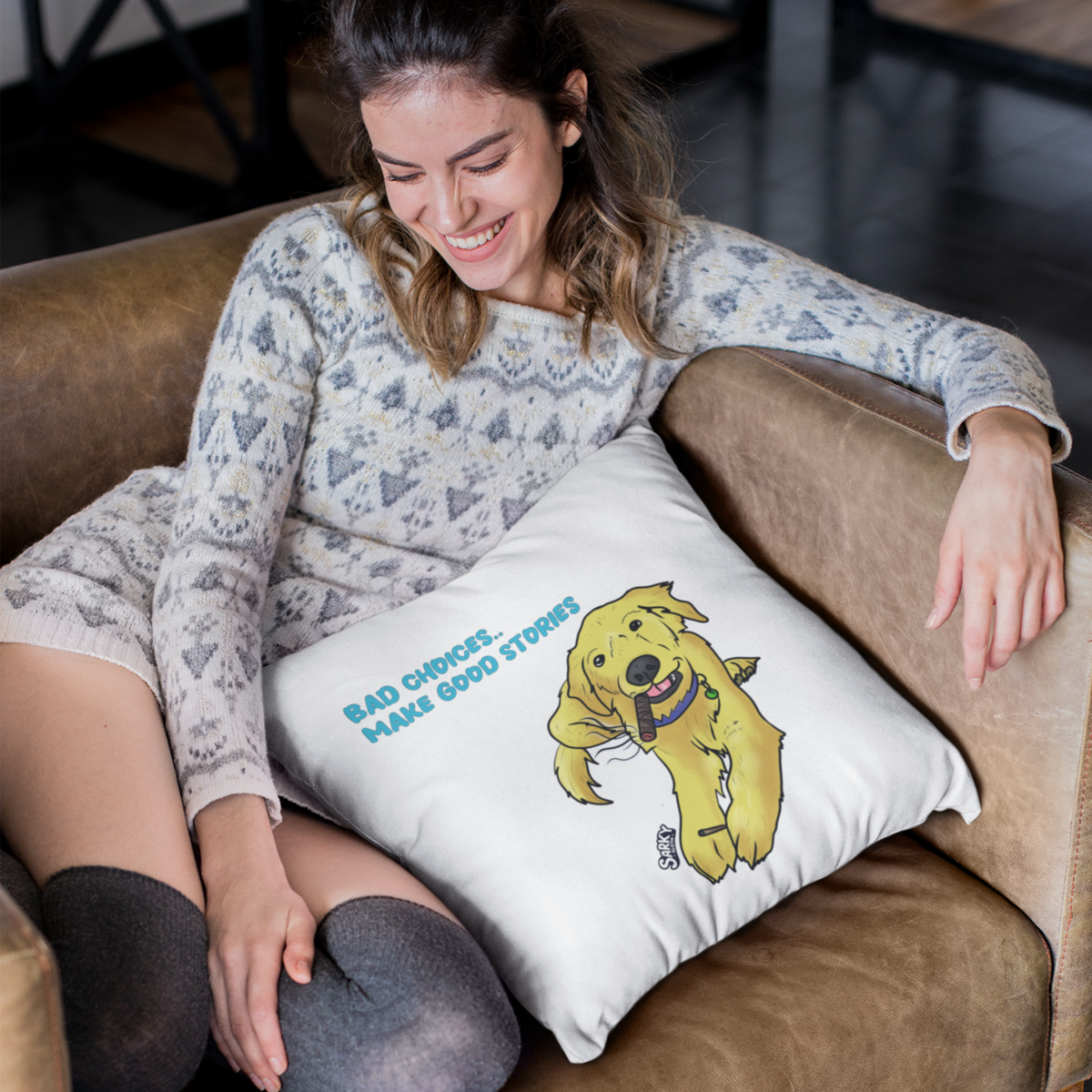 cat on cushion, cushions uk, custom cushions, tufted cushion, beige and black cushions, Graphic tees, sarkysloth, sarky sloth